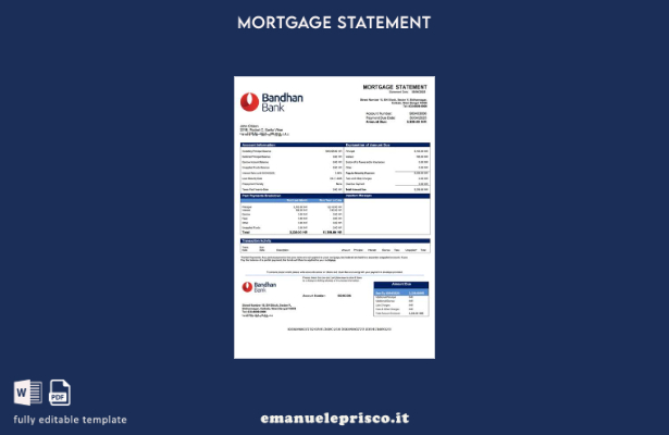 stile verificato Modello di estratto conto ipotecario India Bandhan Bank Modello